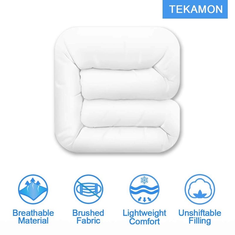 TEKAMON All Season King Comforter Soft Quilted Down Alternative Duvet Insert with Corner Tabs Summer Cooling 2100 Series, Luxury Fluffy Reversible Hotel Collection, Snow White,90 x 102 inches - Image 2